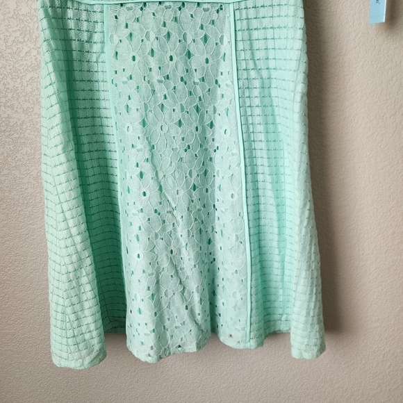 ANTONIO MELANI Eyelet short sleeve dress fit flare in Robin's egg blue NEW 10 - Picture 3 of 7